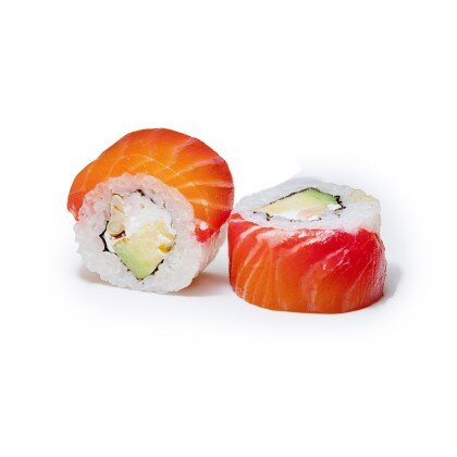 Ролл с лососем гравлакс и авокадо