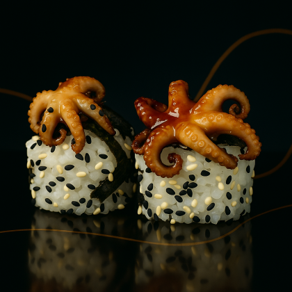 Ролл с угрем и осьминожкой