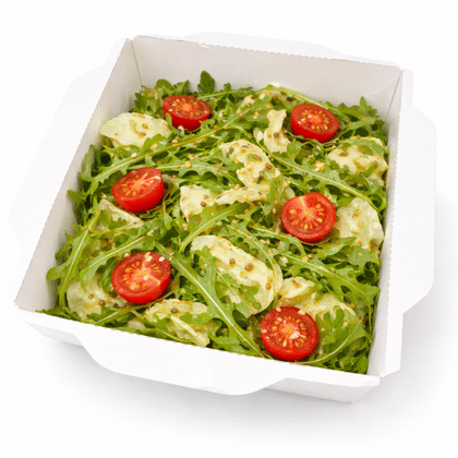 Зеленый салат в медово-горчичной заправке