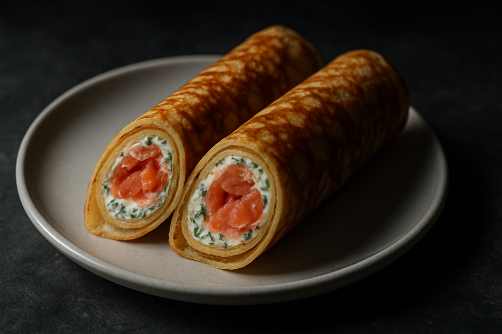 Блинчики с лососем