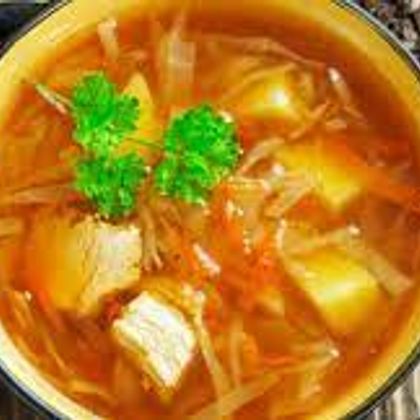 Щи со свежей капусты мясом со сметаной