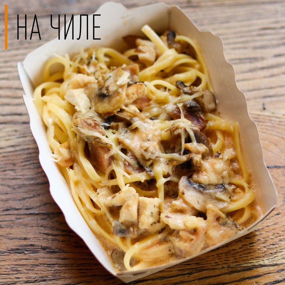 Паста курица с грибами