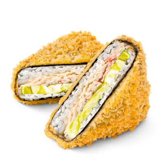 Онигири  жаренный с крабом 1 шт.