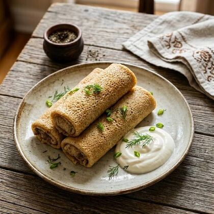 Кулинарное изделие в тесте мясное "Блинчики с ливером" замороженные