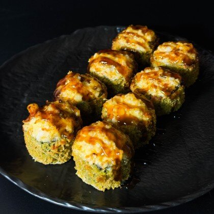 Запеченный с угрем и креветкой