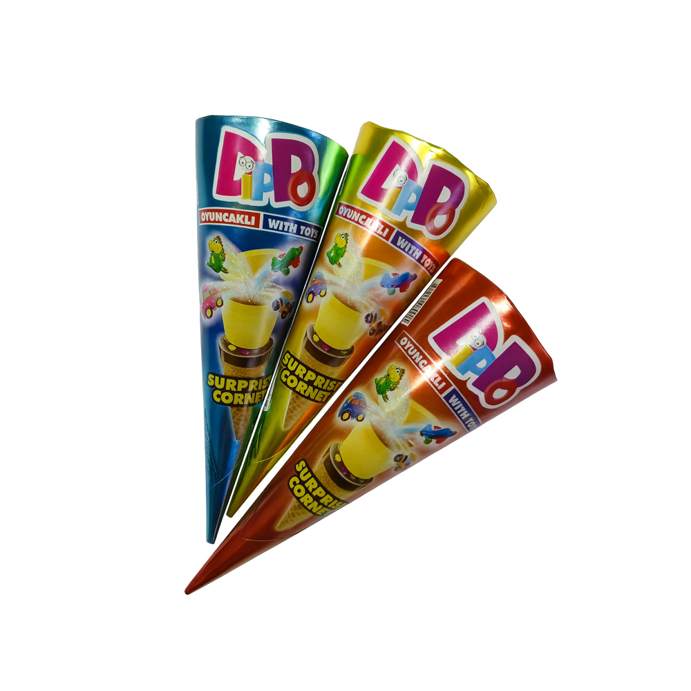 Изделие из десертной пасты в рожке, с игрушкой сюрпризом "DipPo"