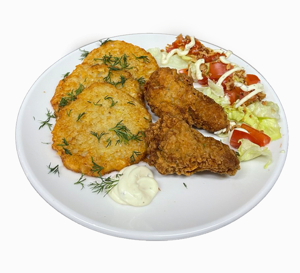 Ланч-бокс с куриными крылышками и драниками