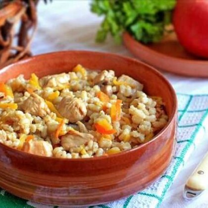 Перлотто с курицей и грибами