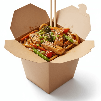 Вок с курицей, соусом терияки и лапшой удон