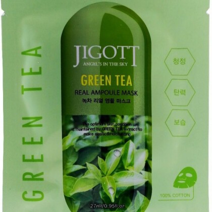 Тканевая маска для лица JIGOTT ЗЕЛЕНЫЙ ЧАЙ GREEN TEA Real Ampoule Mask