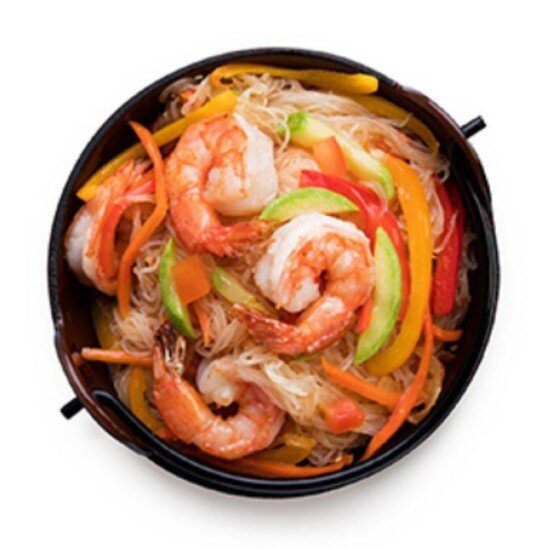 Вок с креветкой и кальмаром